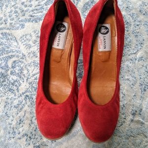 NEW Lanvin suede RED ballerina Wedge Shoe ♥️ Gorgeous ♥️